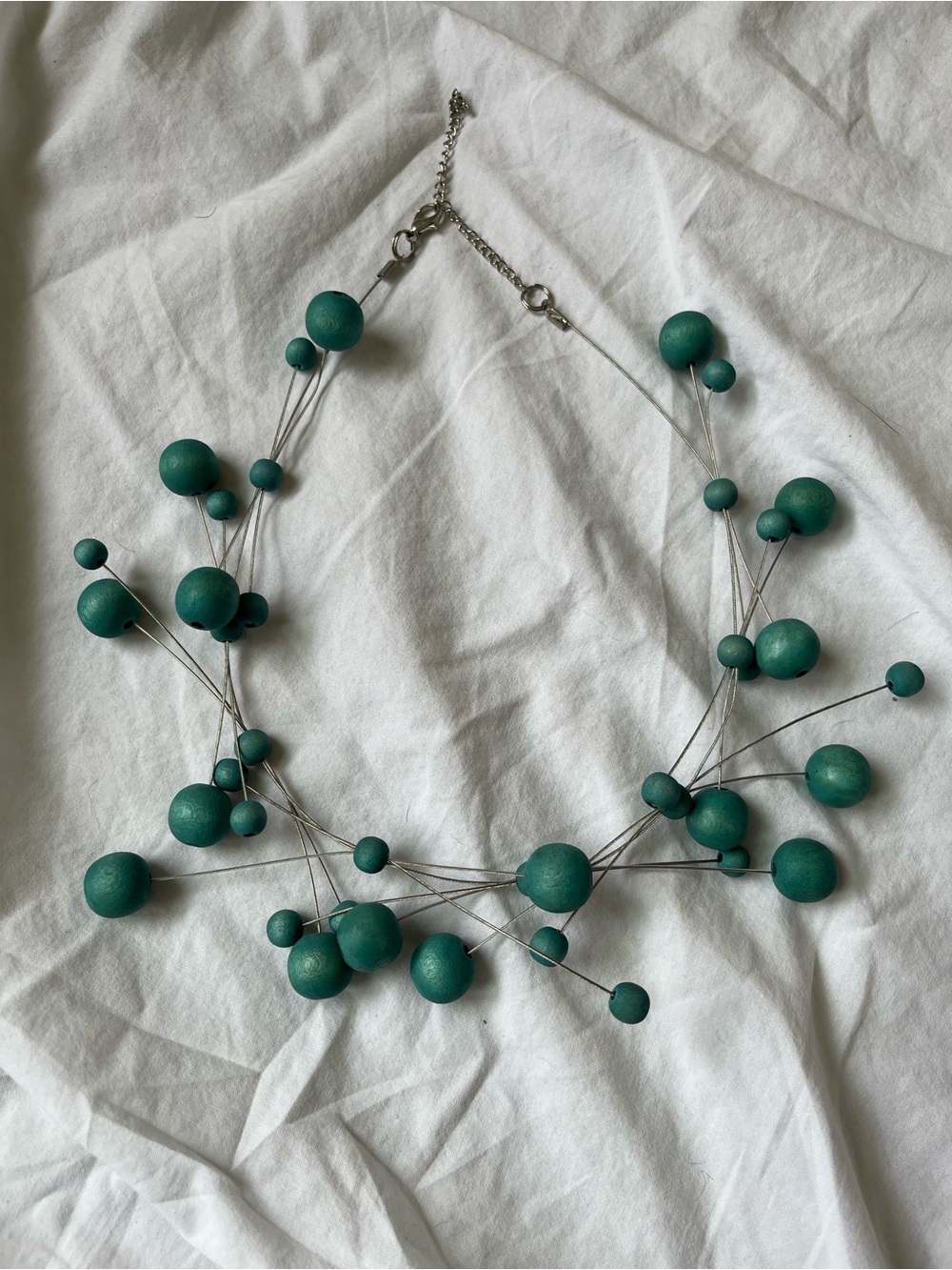 Artisan Teal Multi-Strand Bead Necklace